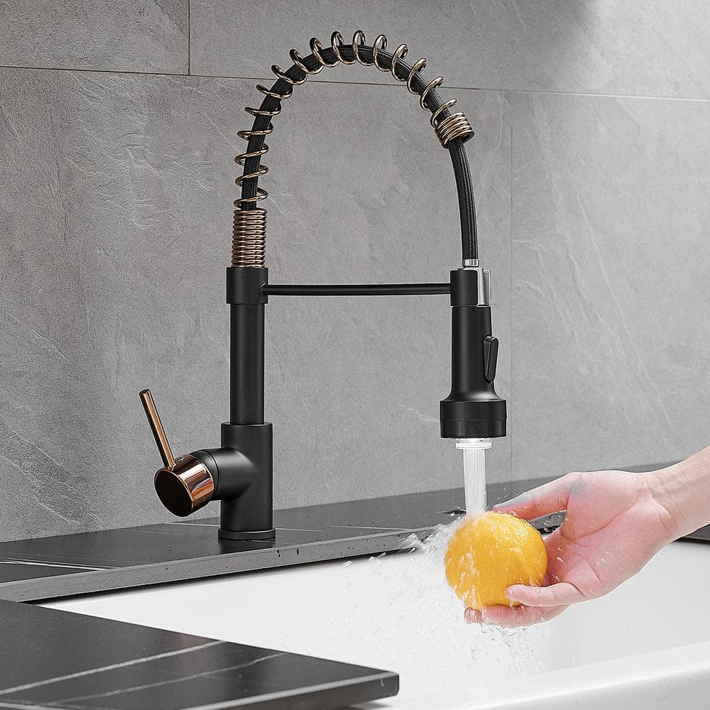 LED Commercial Kitchen Faucet With Pull Down Sprayer, Single Handle Single Lever Kitchen Sink Faucet