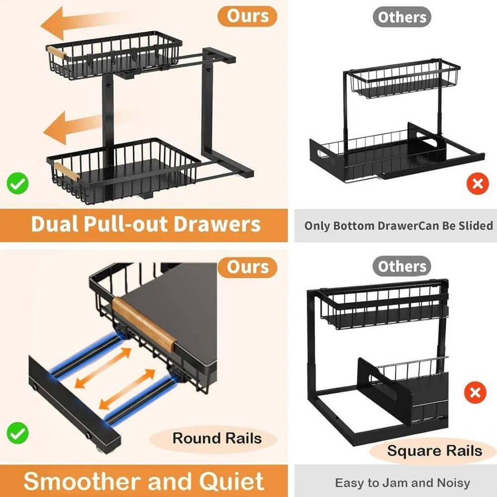 2-Pack Dish Rack And Under Sink Organizer Large Drainboard Plus 2-Tier Pull-Out Cabinet Shelf