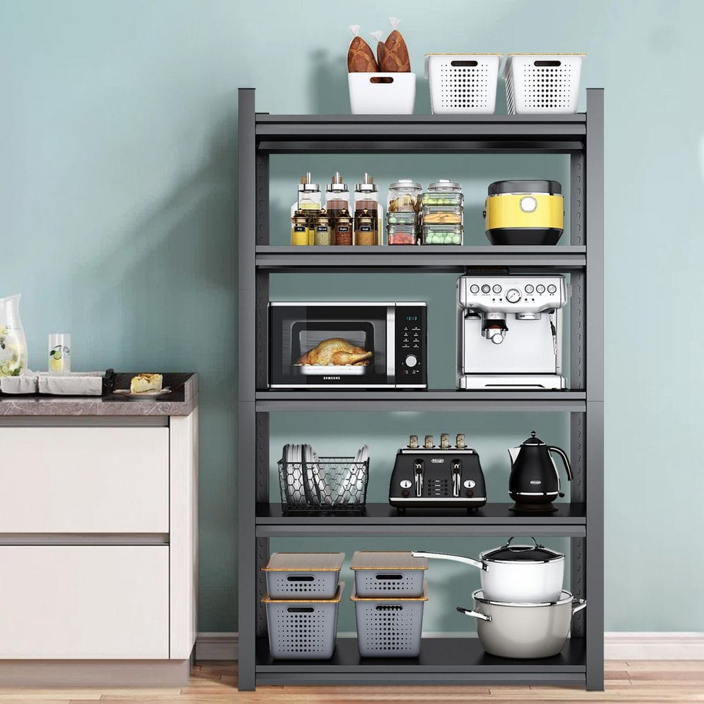 5-Tier Heavy-Duty Metal Storage Shelves: 2000 Lbs. Capacity, Adjustable For Garage And More In Sleek Black
