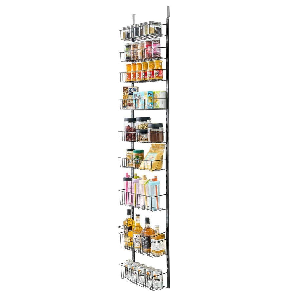 9-Tier Over The Door Pantry Organizer Hanging Storage Rack Adjustable Kitchen In Black