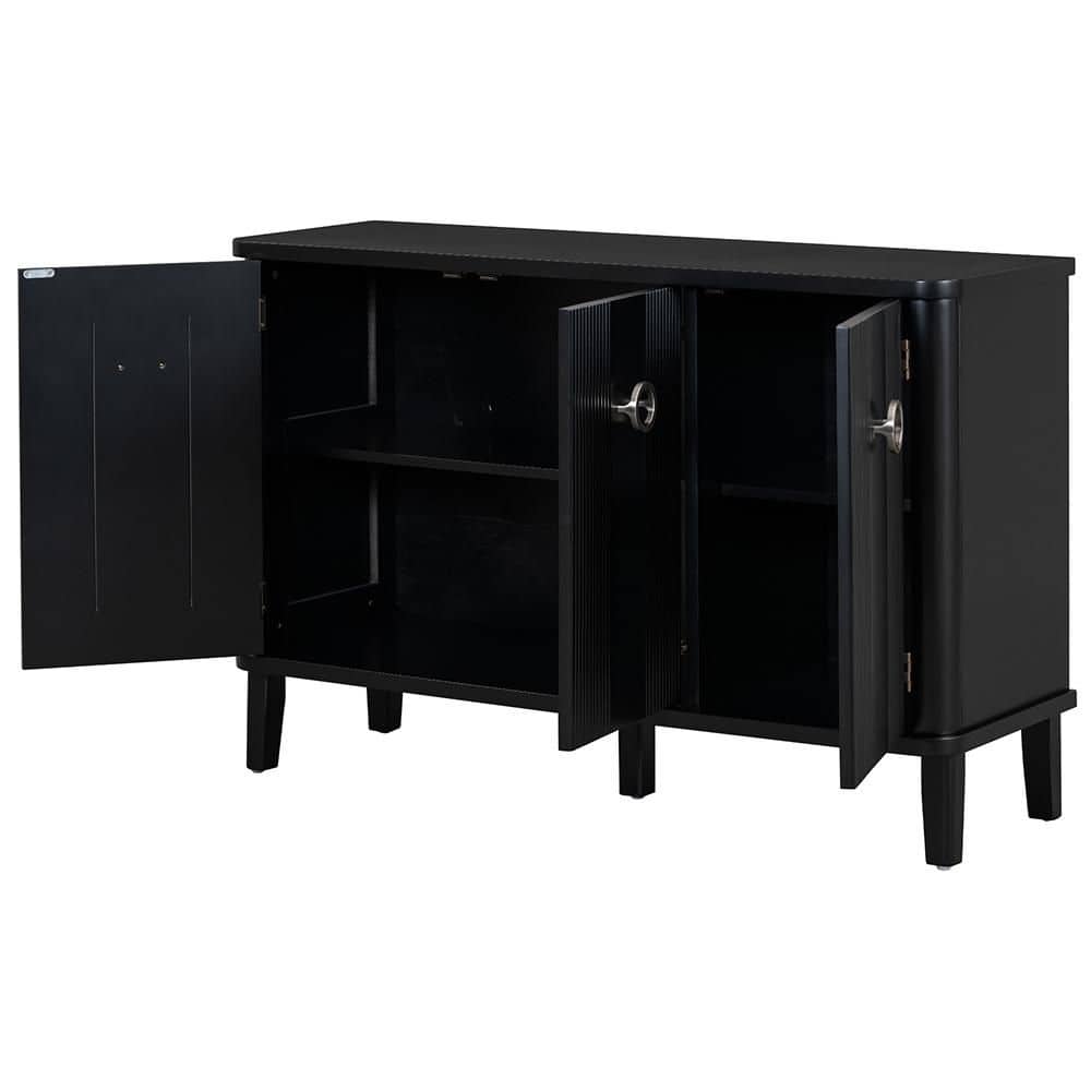 3-Acacia Solid Doors, Adjustable, Suitable For Study, Corridors, And Entrances In Black