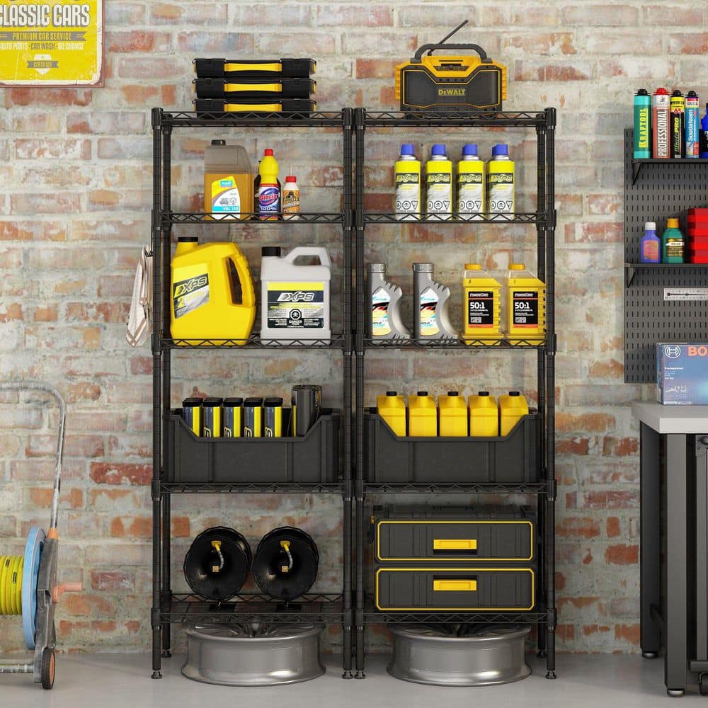Heavy Duty Modular Metal Shelf : Adjustable, Space-Saving (Kitchen/Garage) In Black