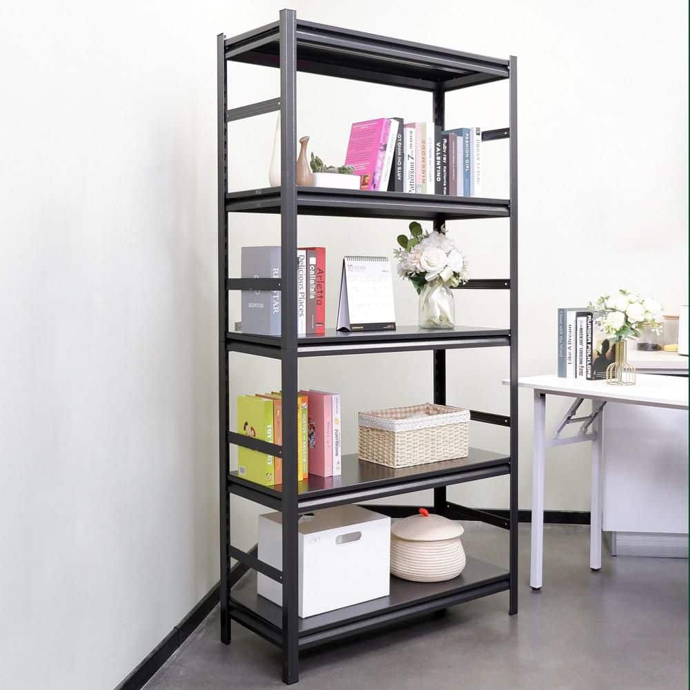 2000LBS Load 5-Tier Metal Shelves: Adjustable, H63W31.5D15.7 (Kitchen/Garage) In Black