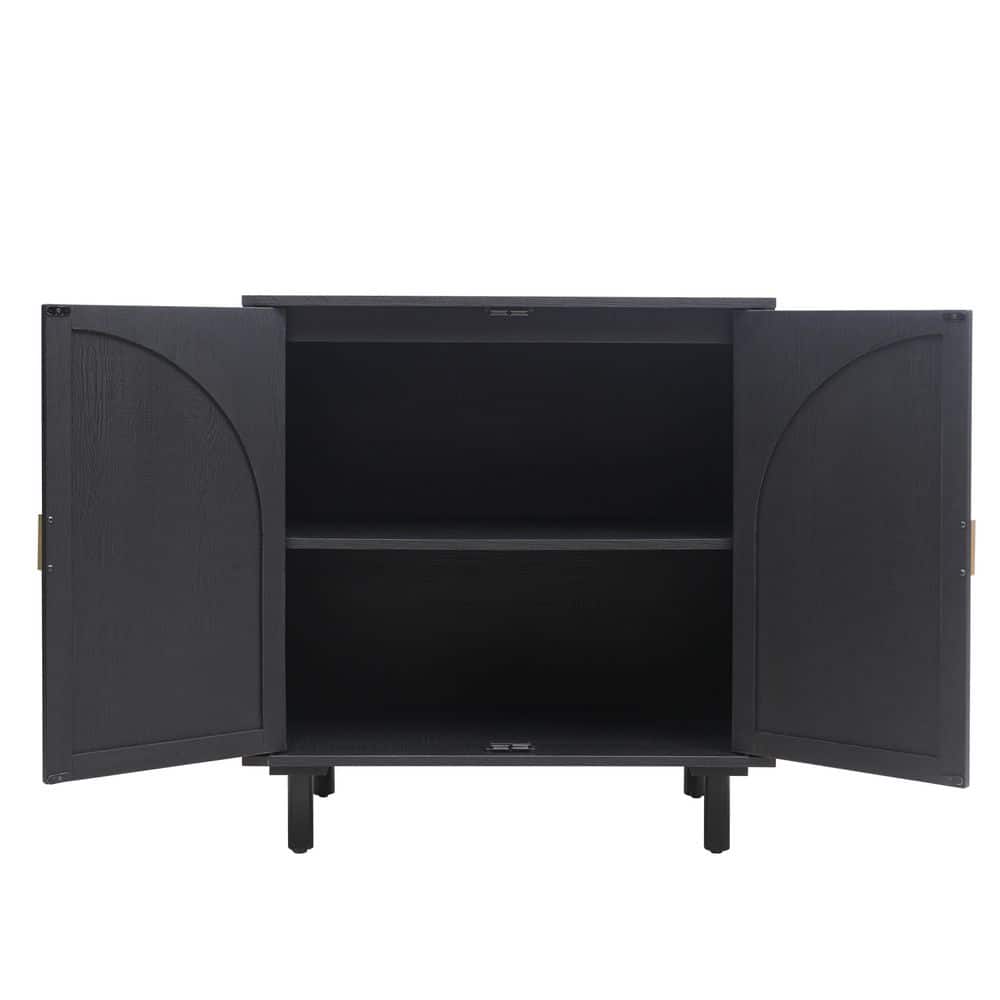 2 Door Cabinet, Suitable For Bedroom, Living Room, Study In Black