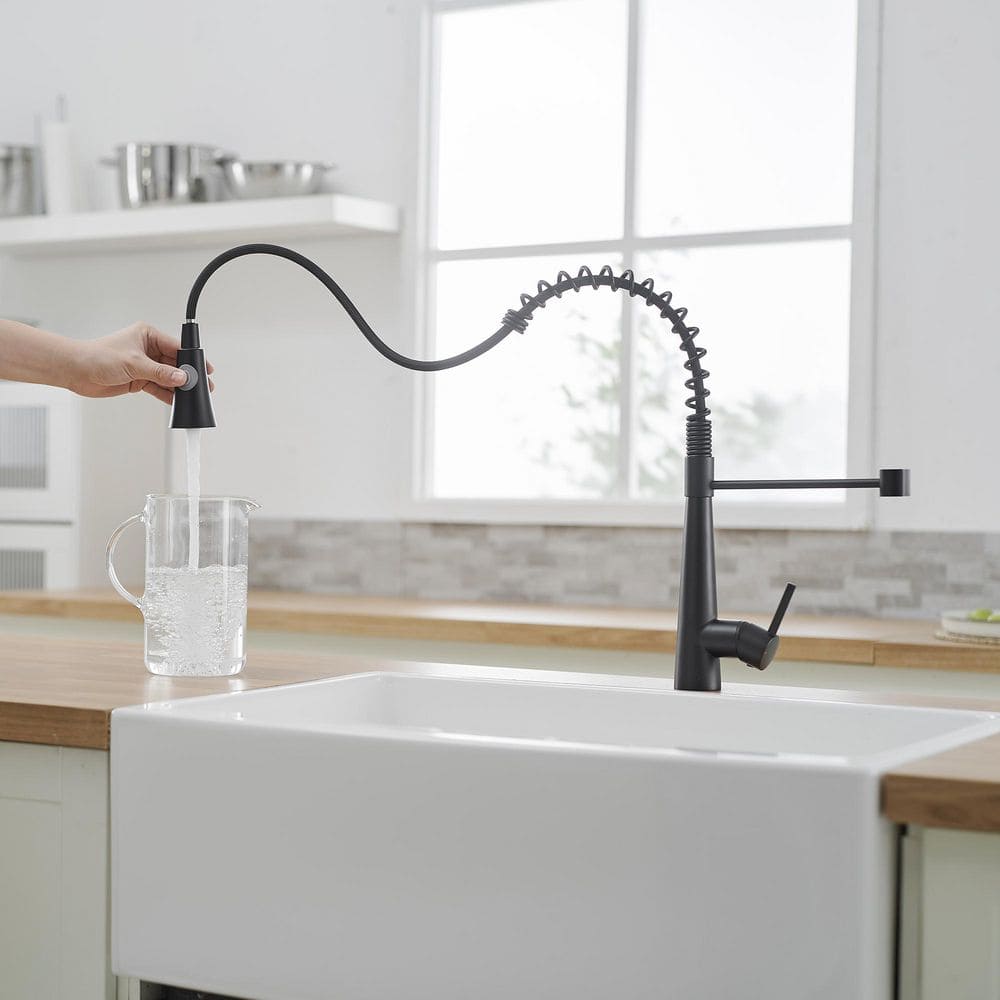 Single Handle Pull Down Sprayer Kitchen Faucet, Single Lever Kitchen Sink Faucet In Black