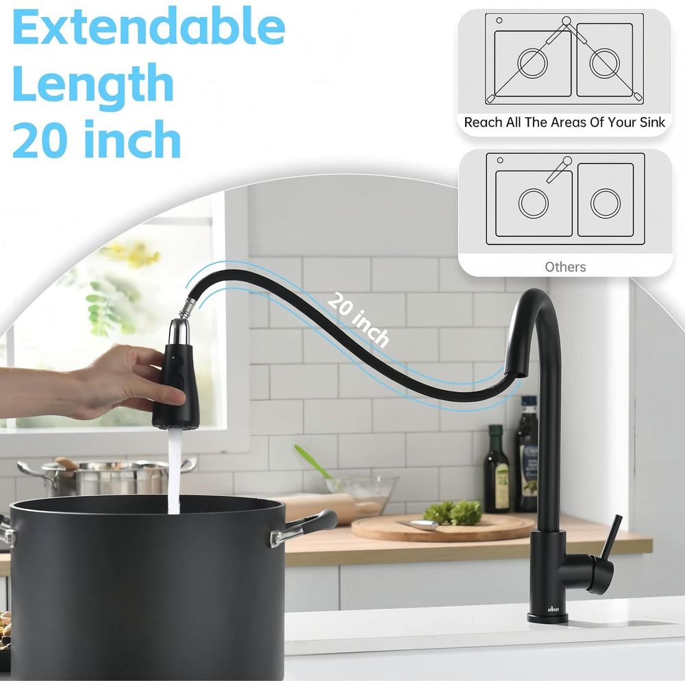 Touch-On Kitchen Faucet With Pull Down Sprayer Single Handle Brass Touch Activated Kitchen Sink Faucet