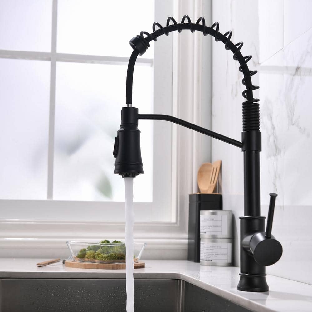 Kitchen Faucet With Pull Out Sprayer Black Stainless Steel Single Handle Kitchen Sink Faucets
