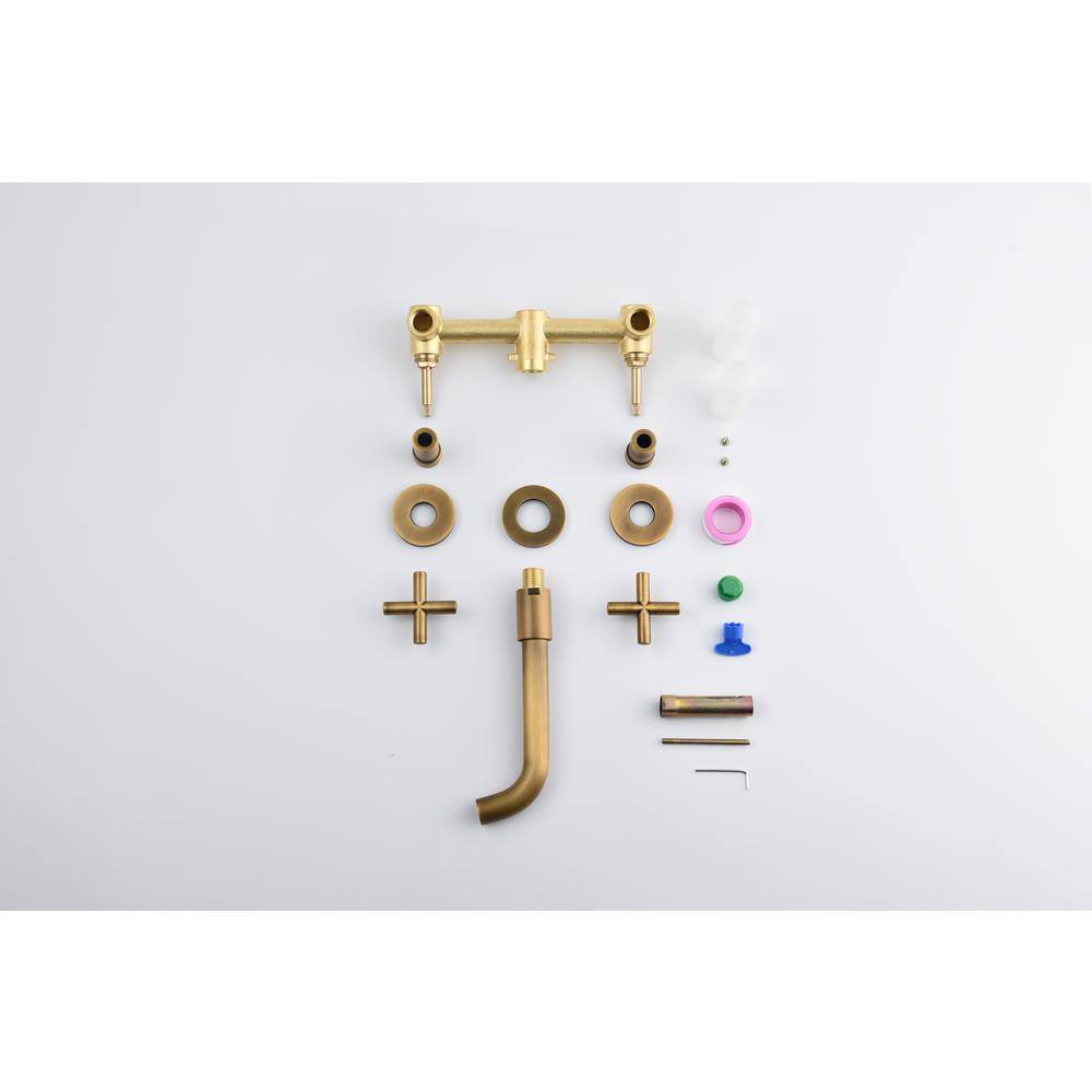 Titus Double Handle Wall Mounted Bathroom Faucet In Bronze