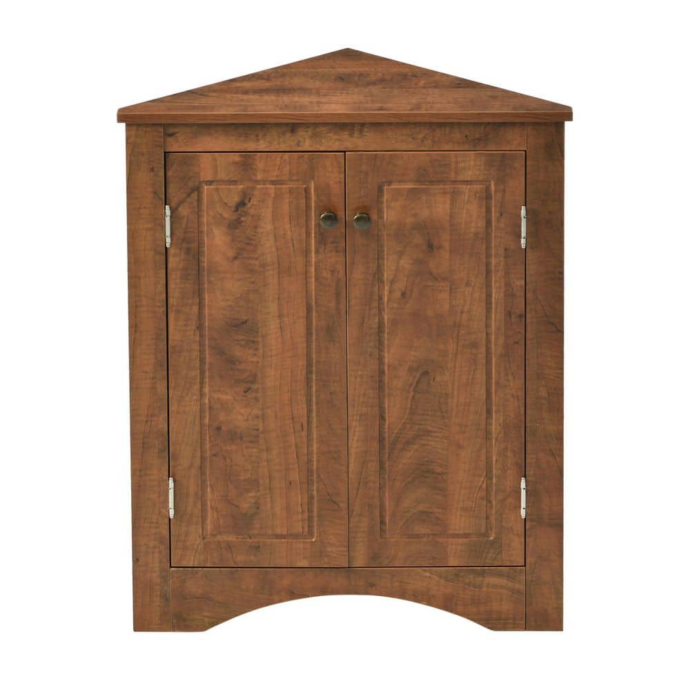 Brown Triangle Bathroom Storage Cabinet With Adjustable Shelves Freestanding Floor Cabinet For Home Kitchen