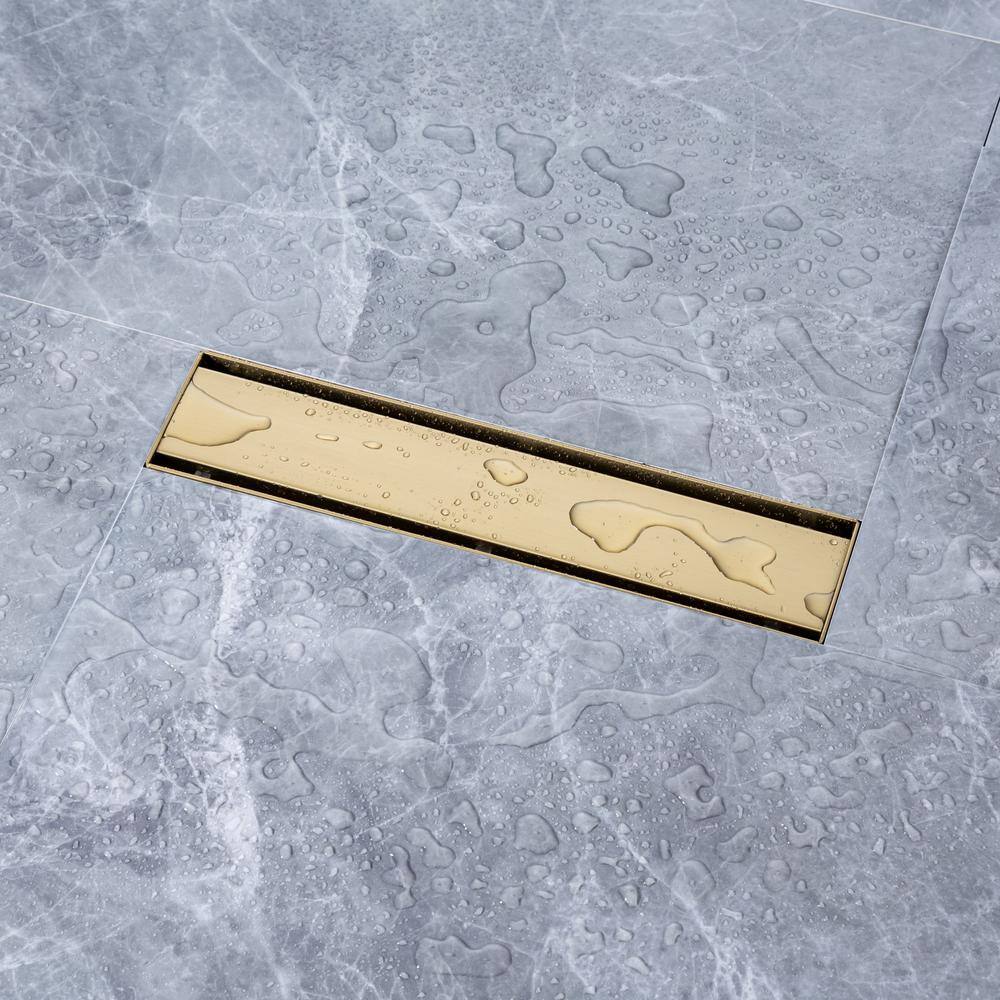 2.75 In. W X 12 In. D Stainless Steel Decorative Drain Cover With Brushed Gold
