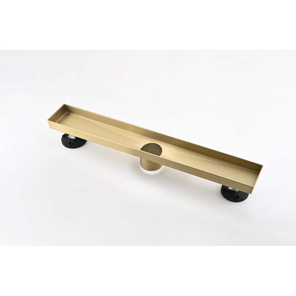 12 Inches Linear Shower Drain With Removable Quadrato Pattern Grate, Included Hair Strainer And Leveling Feet