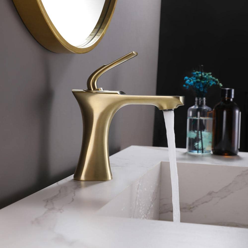 Bathroom Faucet Single Handle Sink Vessel Faucet In Brushed Gold