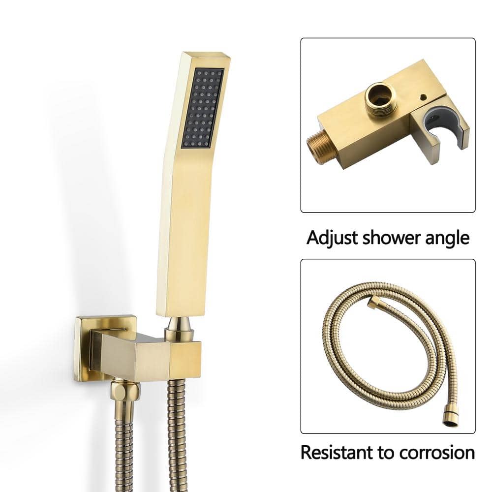 2-Handle Claw Foot Tub Faucet With Hand Shower In Brushed Gold