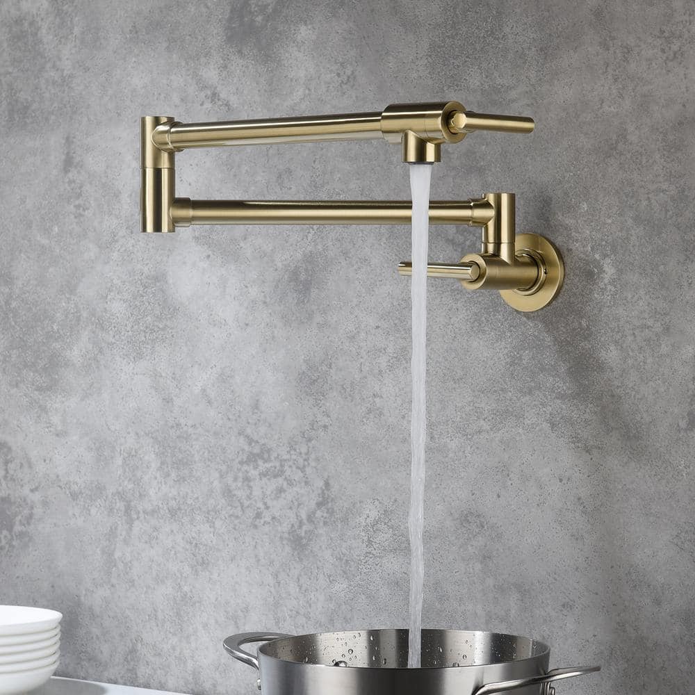 Wall Mounted Pot Filler With Lever Handle In Brushed Gold