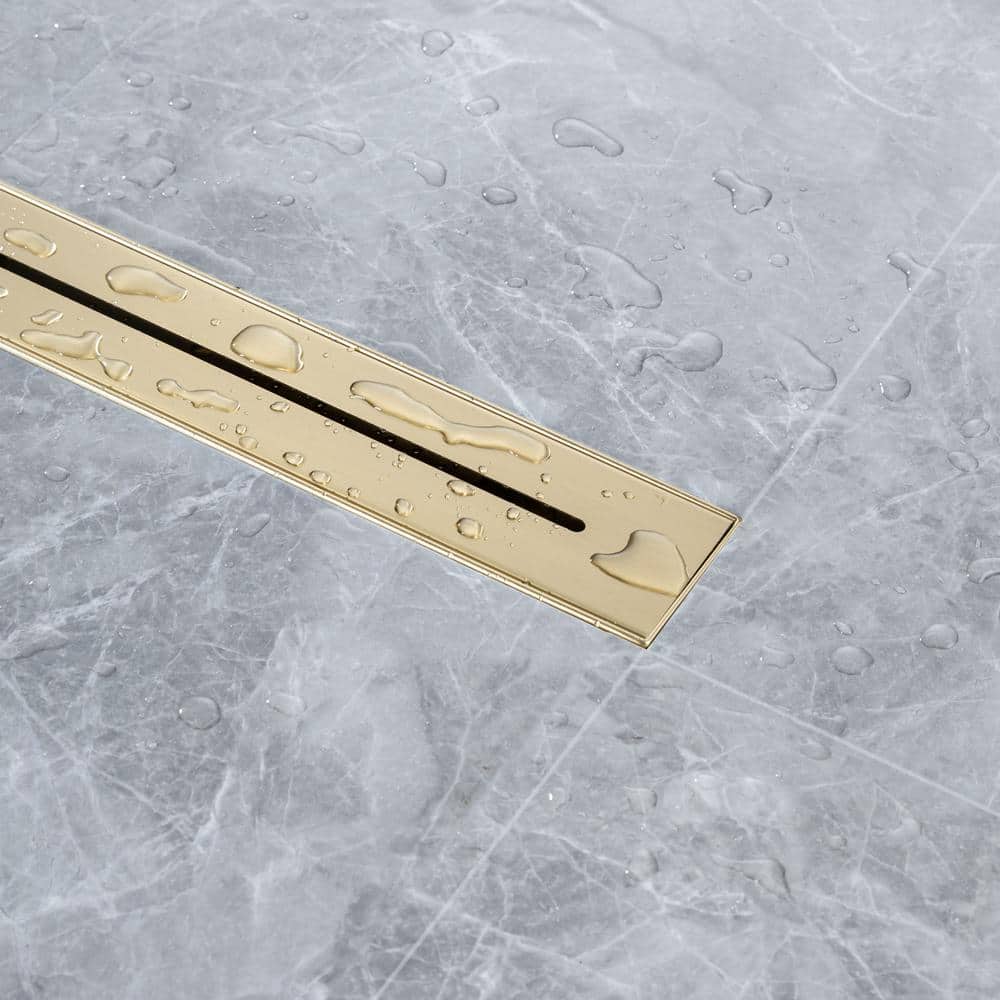 2.75 In. W X 24 In. D Stainless Steel Decorative Drain Cover With Brushed Gold