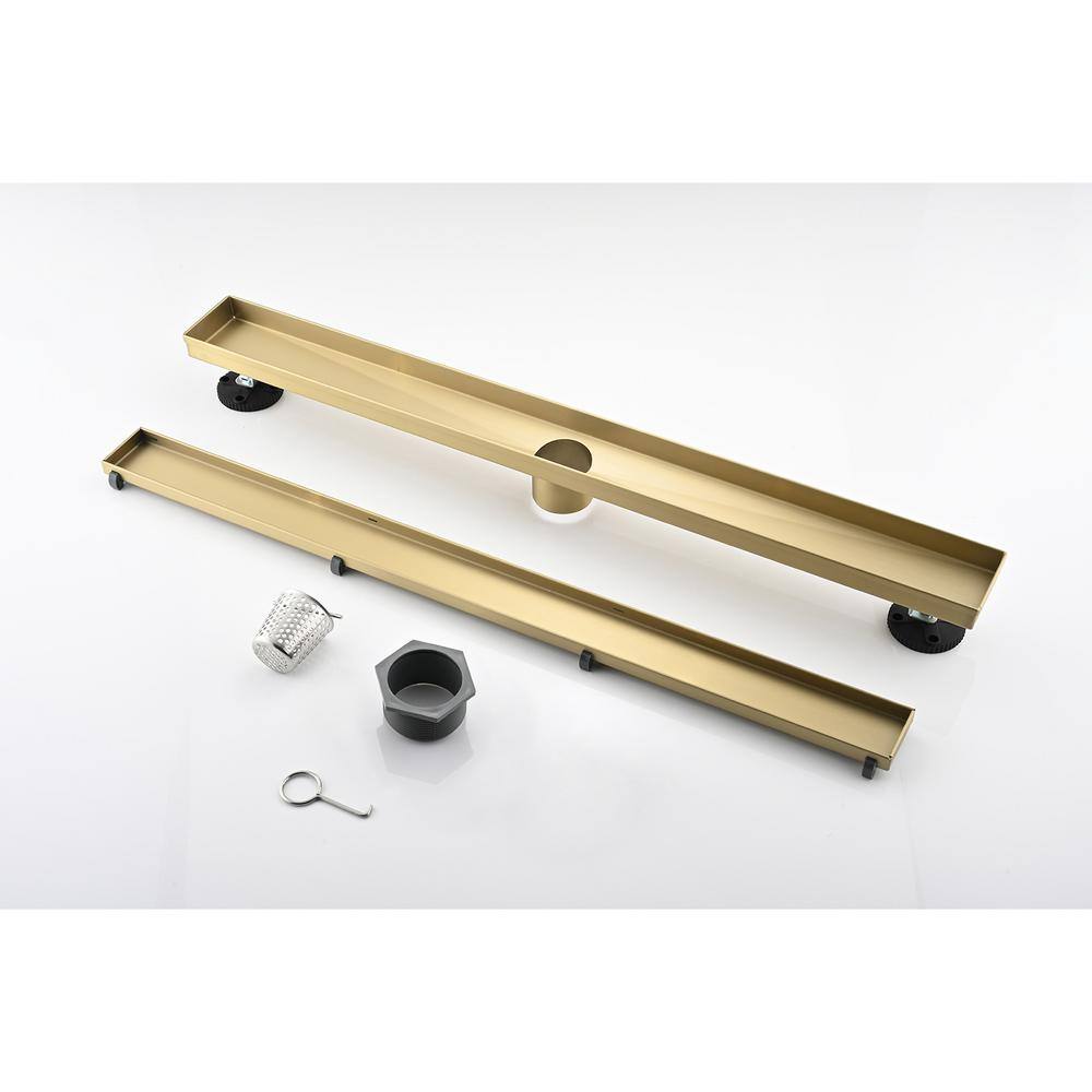 24 Inches Linear Shower Drain, Included Hair Strainer And Leveling Feet