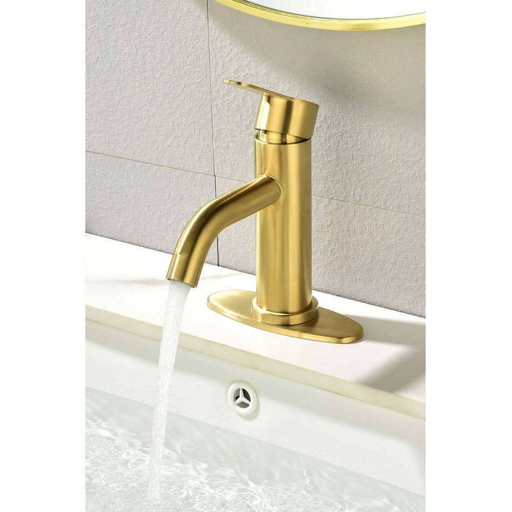 Single Handle Bathroom Sink Faucet In Brushed Gold