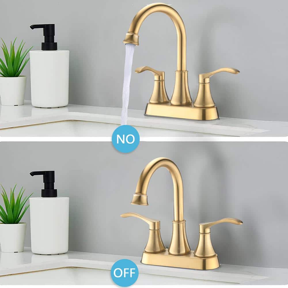 Titus Double Handle Wall Mounted Bathroom Faucet In Brushed Gold