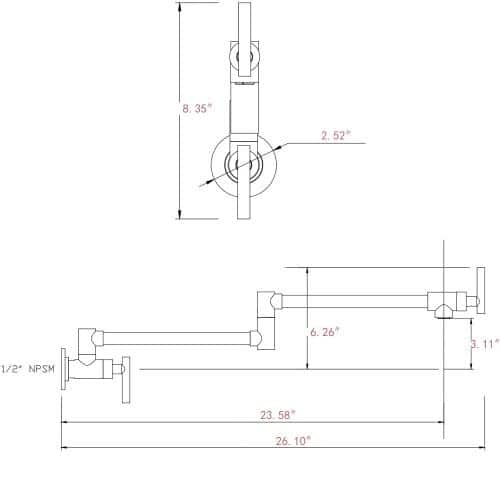 Wall Mounted Pot Filler With Swivel Spout In Brushed Nickel