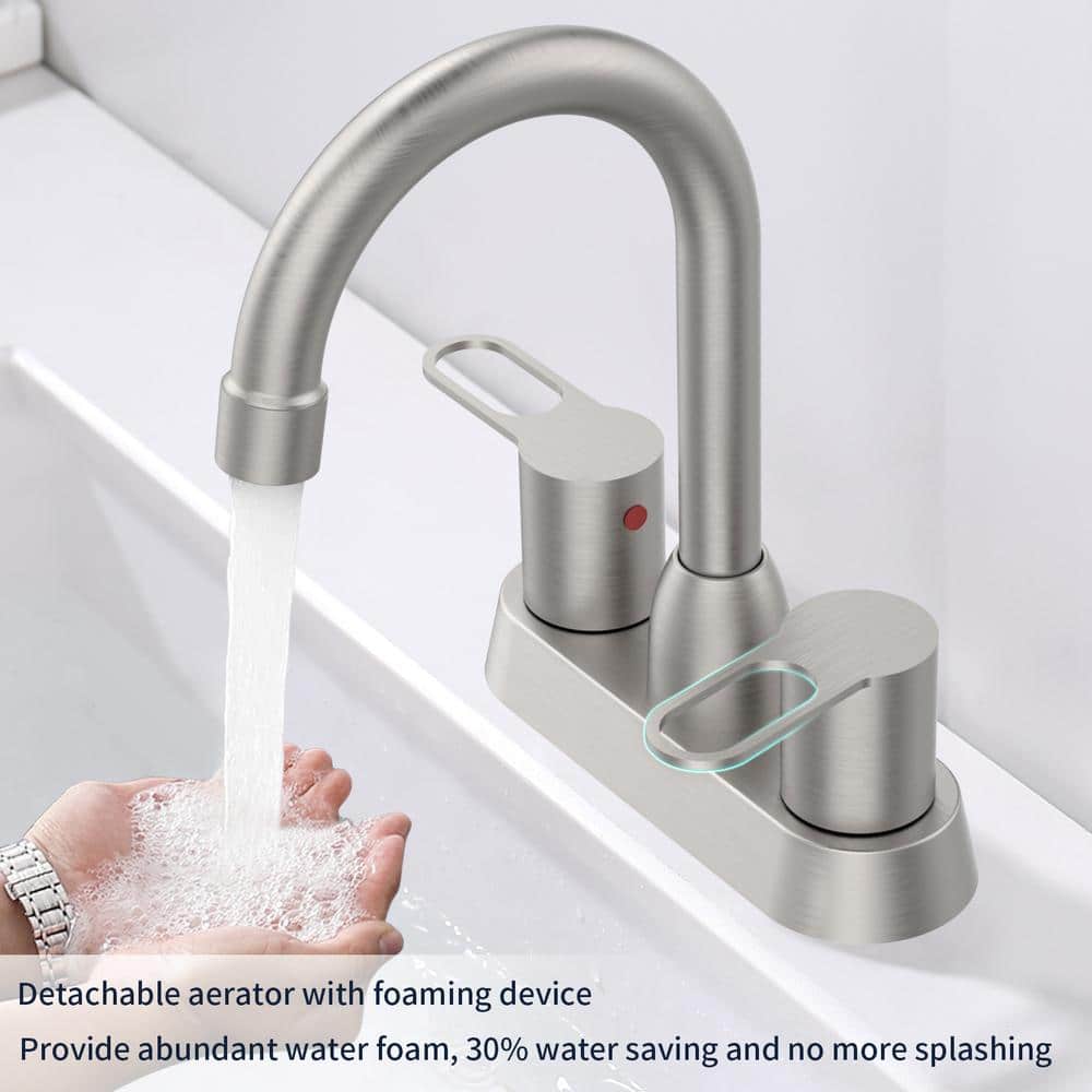 Modern Centerset Faucet 2-Handle Bathroom Faucet RV In Brushed Nickel
