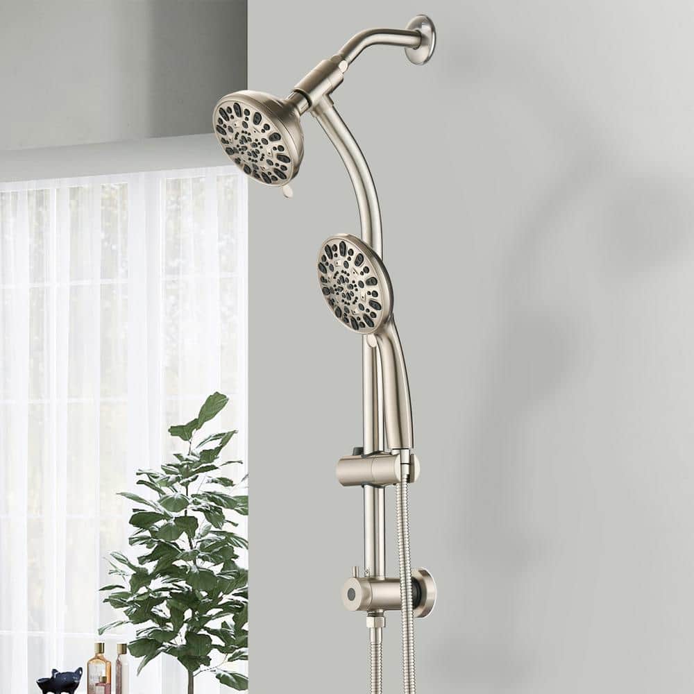 7 Spray Settings Fixed And Handheld Shower Head In Brushed Nickel