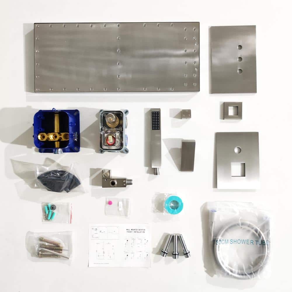 1-Spray Pattern Shower System Stainless Steel 22 In Fixed Shower Head With Hand Shower With Brushed Nickel