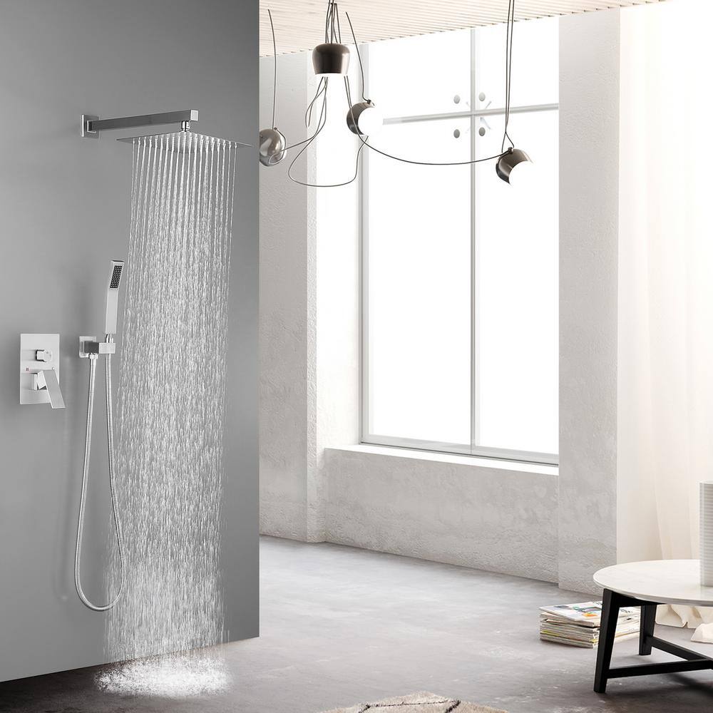 1-Spray Patterns Shower Head With Dual Wall Mount 1.5 GPM In Brushed Nickel