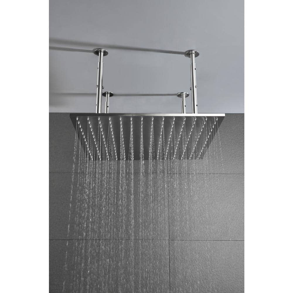 1-Spray Patterns 1.8GPM 19.68 In. Ceiling Mount Fixed Shower Head In Brushed Nickel