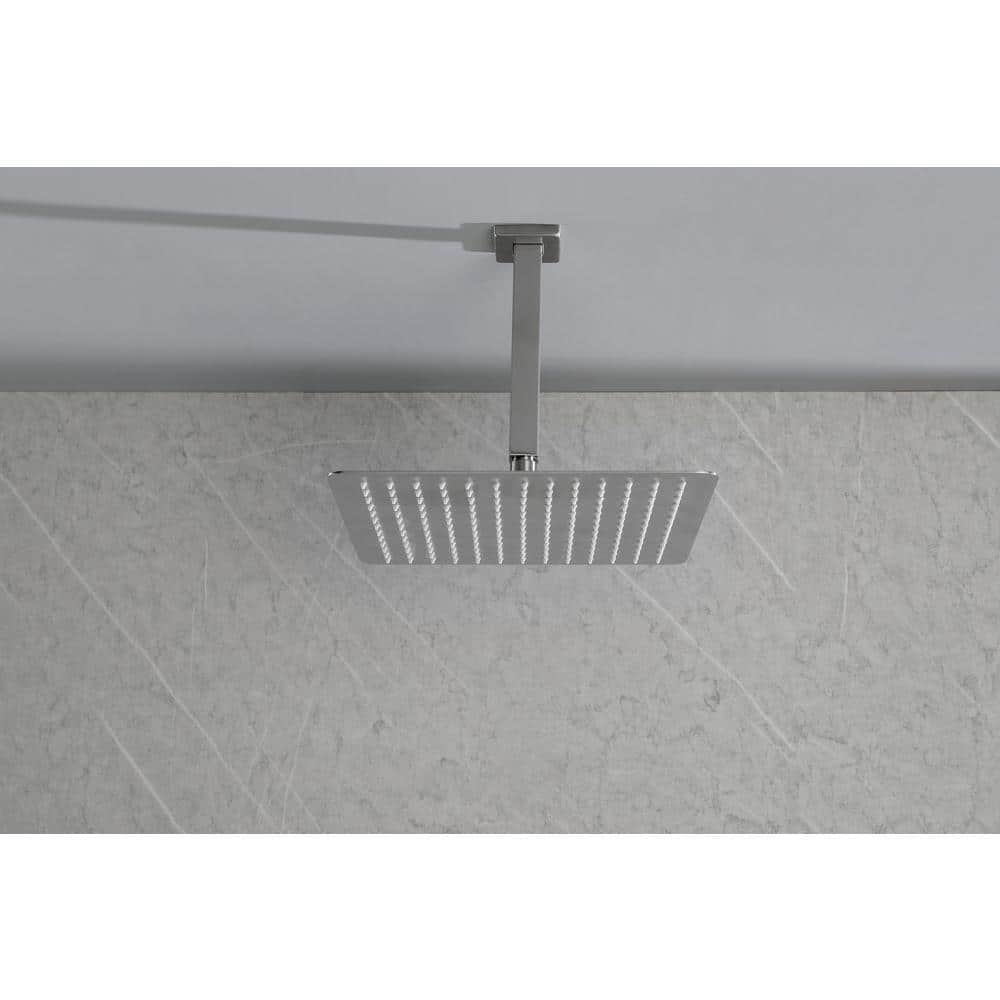 1-Spray Patterns With 2.5 GPM 0 In Ceiling Mount Rain Fixed Shower Head In Brushed Nickel