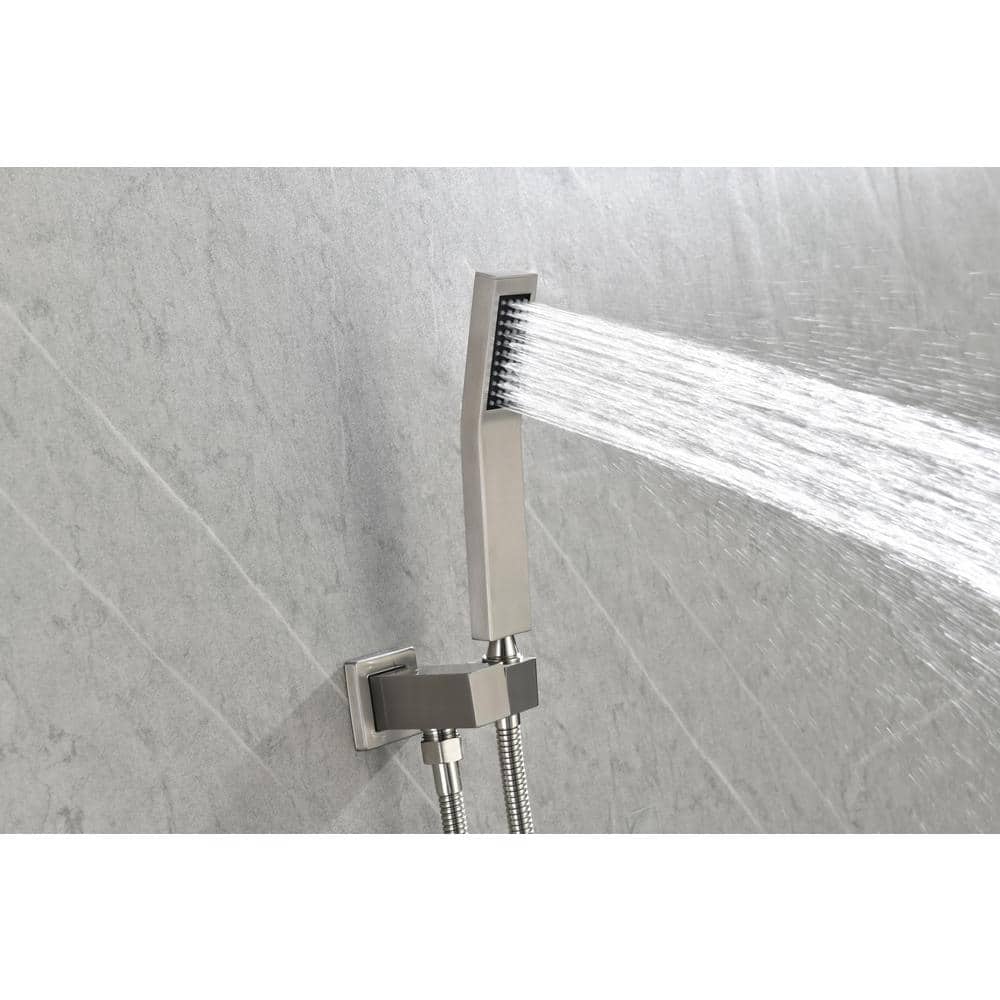 2-Spray Patterns With 0 In. 2.5 Gpm In Wall Mount Fixed Shower Head In Brushed Nickel