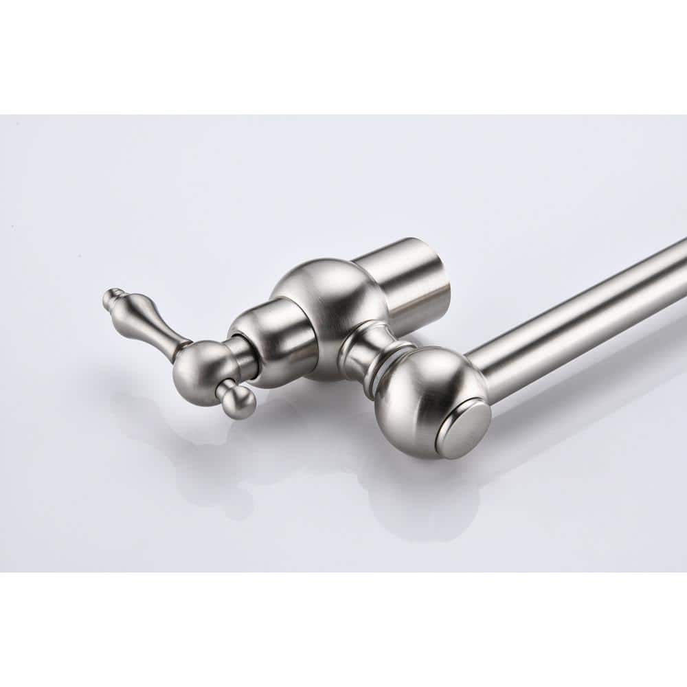 Wall Mount Folding Kitchen Pot Filler Faucet In Brushed Nickel