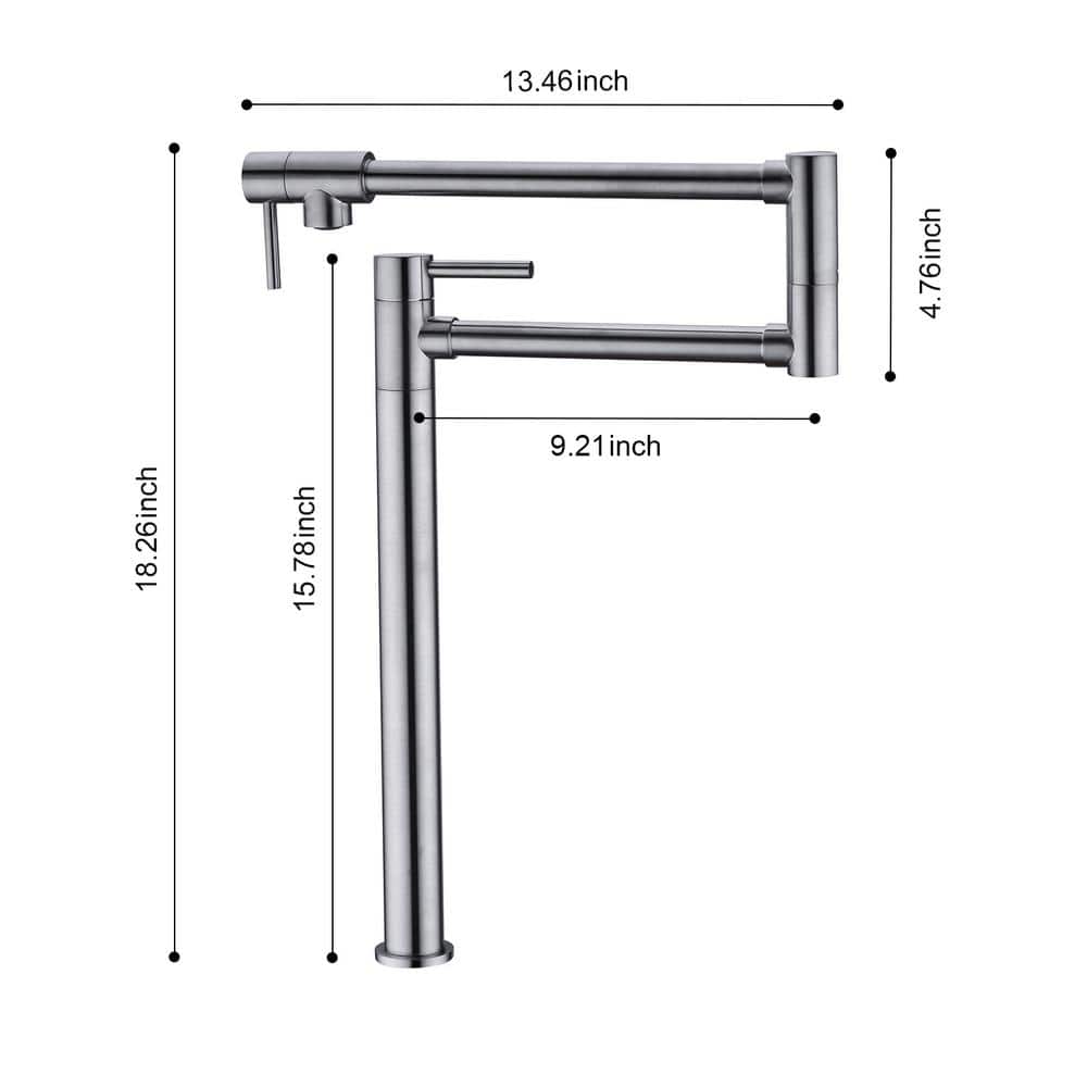 Deck Mount Pot Filler Faucet With Extension Shank In Brushed Nickel