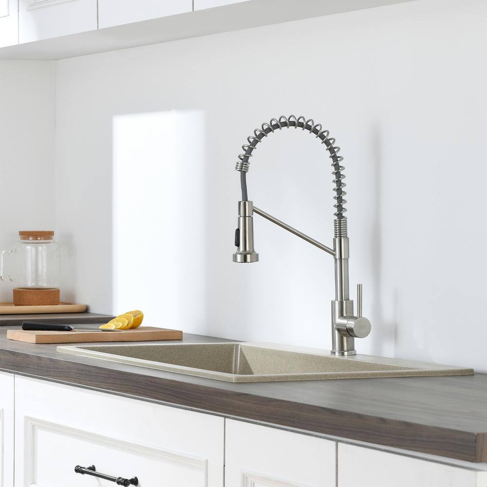Single Handle Pull Down Sprayer Kitchen Faucet Single Handle In Brushed Nickel
