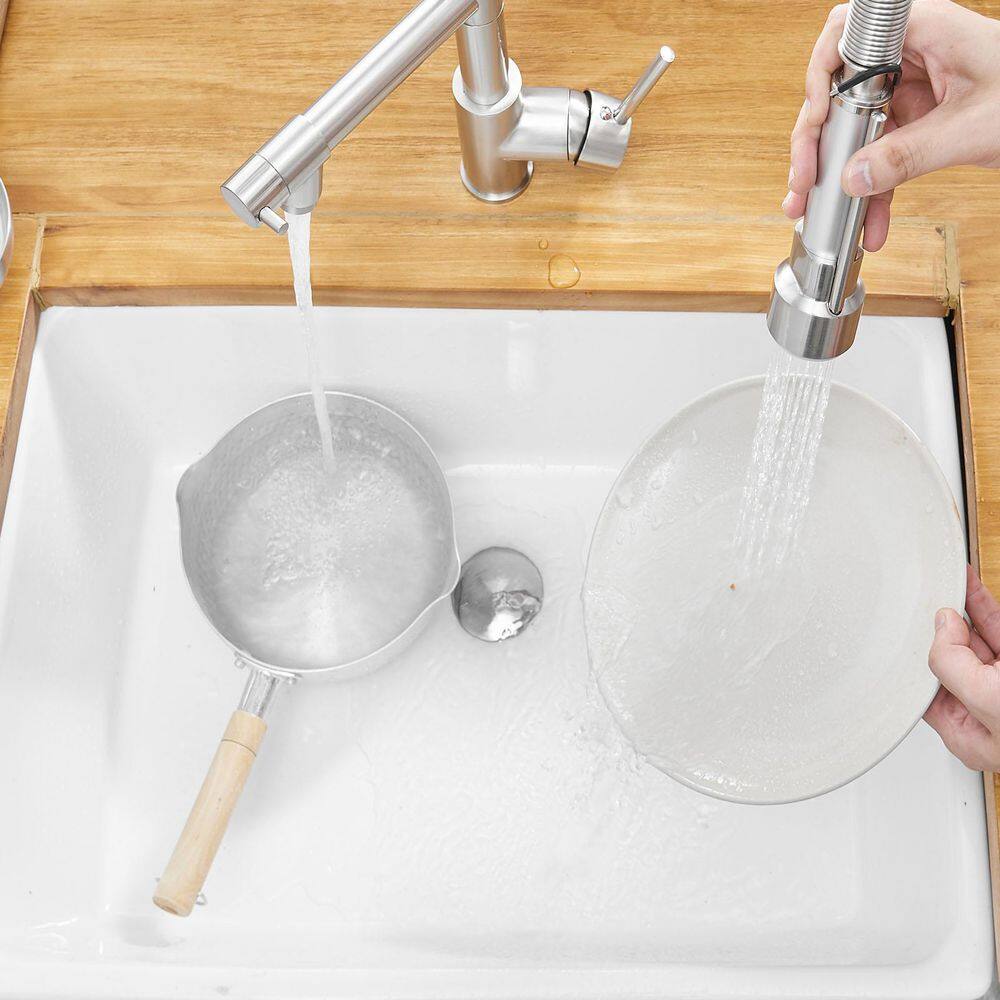 Brushed Nickel Touch 16.53 In. H Pull Down Sprayer Kitchen Faucet With 360 ° Spout Swivel