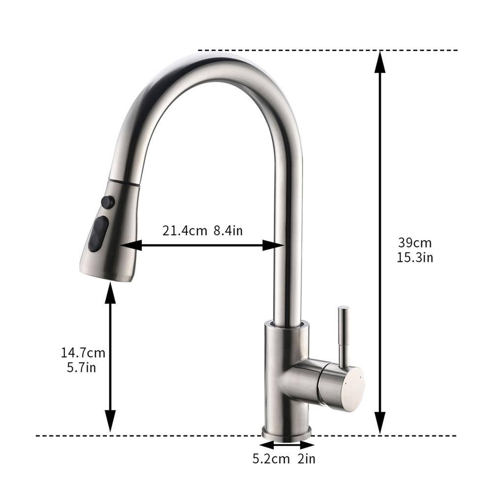 Touch-on Kitchen Faucet With Pull Out Sprayer Single Handle With 2-Way Pull Out Sprayer, Brushed Nicke