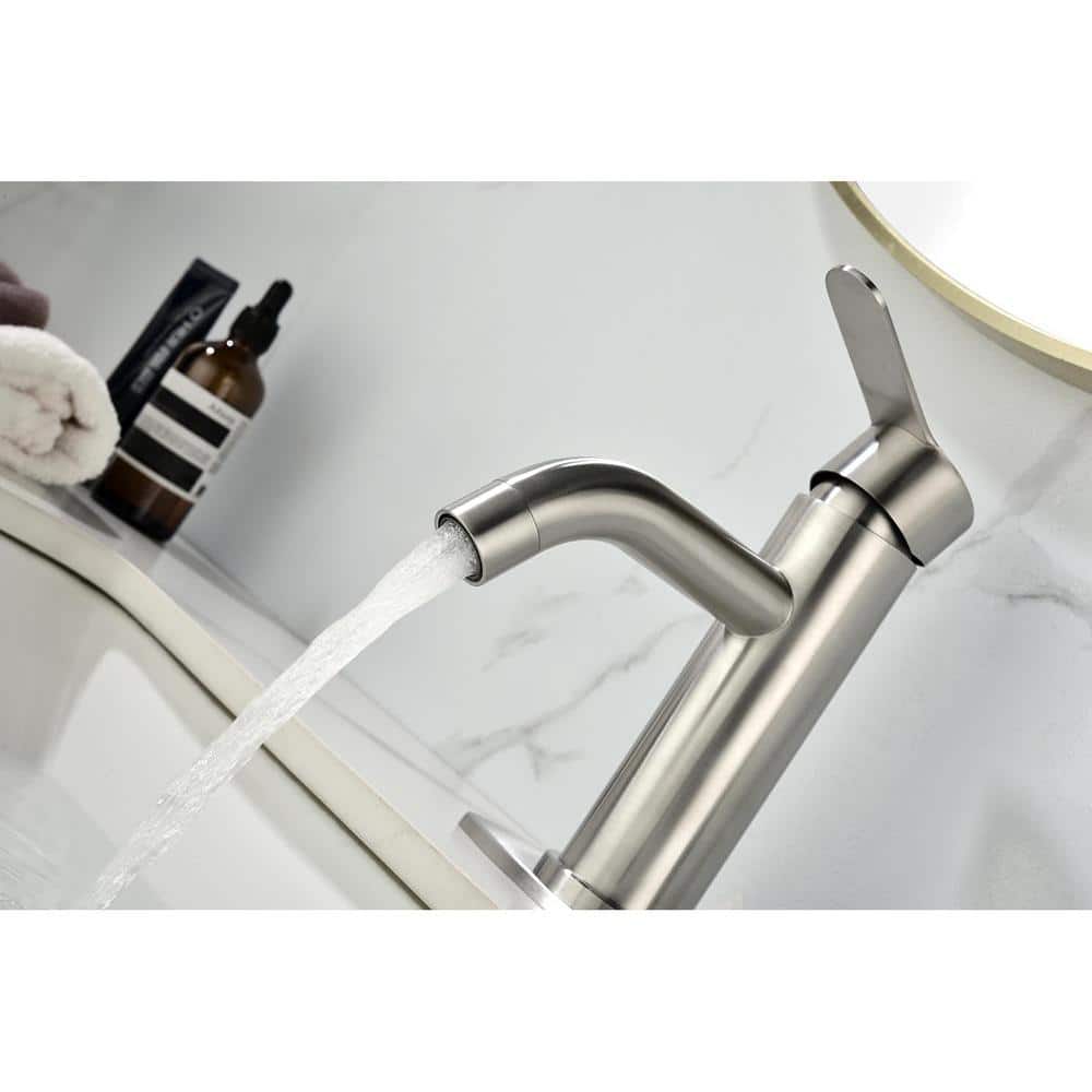 Single Handle Bathroom Sink Faucet In Brushed Nickel