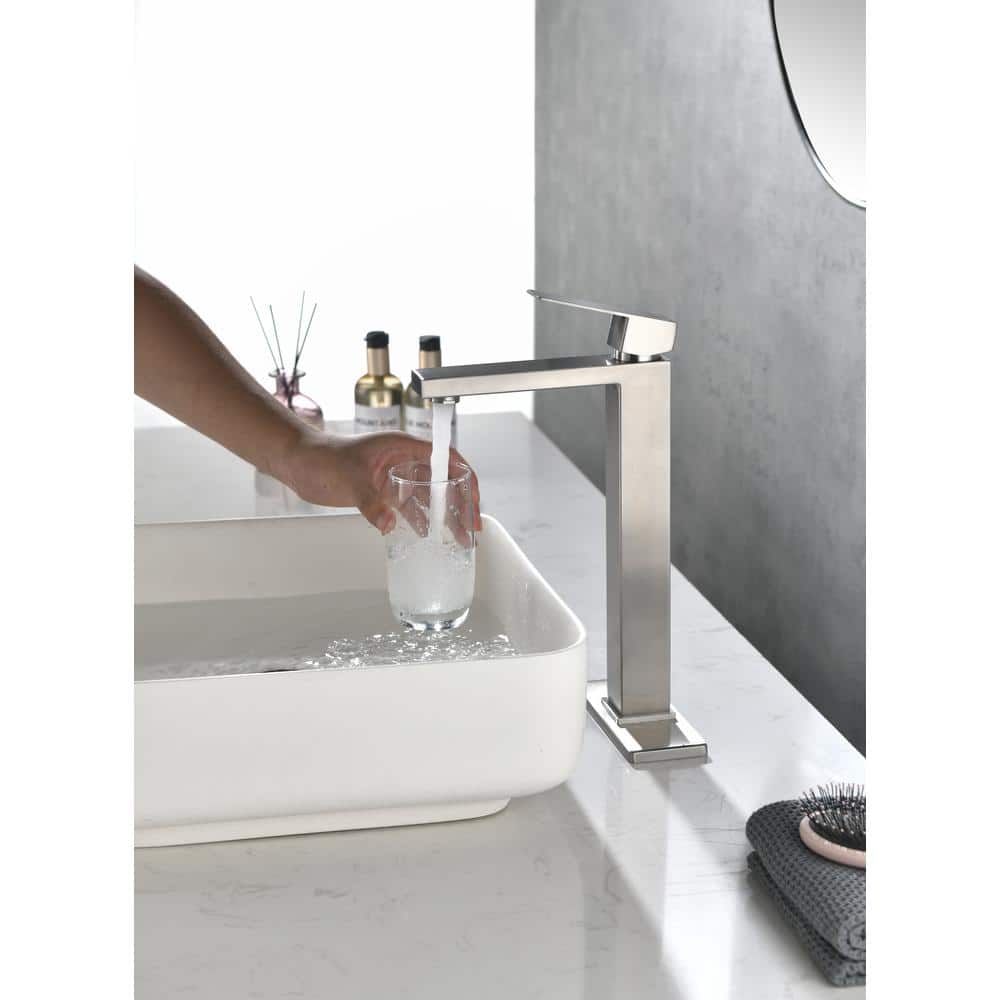 Waterfall Spout Bathroom Faucet, Single Handle Bathroom Vanity Sink Faucet