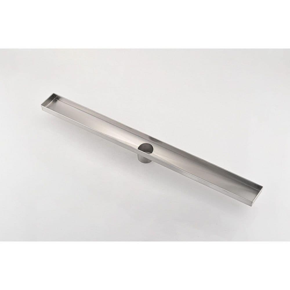 24 In. Linear Shower Drain With Removable Quadrato Pattern Gratein Brushed Nickel