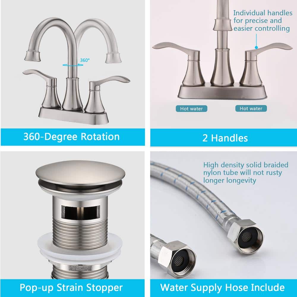 Titus Double Handle Wall Mounted Bathroom Faucet In Brushed Nickel