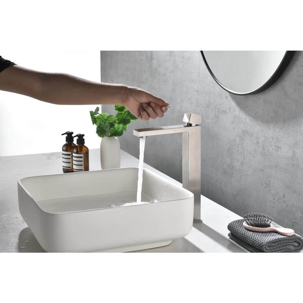 Single Wall Mounted Bathroom Faucet In Brushed Nickel