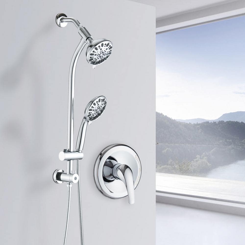 7 Spray Fixed And Handheld Shower Head Dual Shower Head Spa System In Chrome