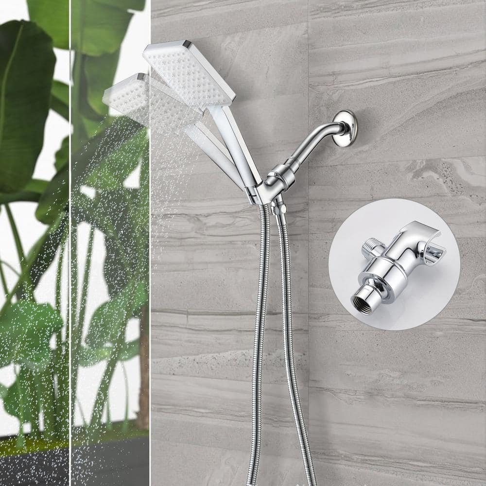 6 Sprays High Pressure Fixed And Handheld Shower Head Multi-Function 1.8 GPM In Chrome