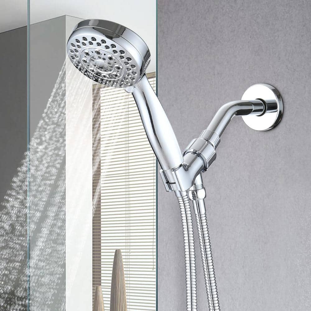 5-Spray Wall Mount Handheld Shower Head 2.5 GPM Shower Heads In Chrome