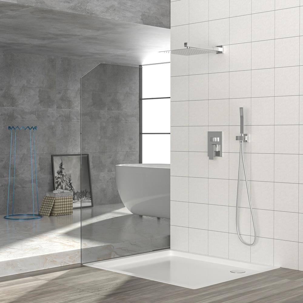 1-spray 10 In.Ceiling Mount 1.8 GPM Dual Shower Head And Handheld Shower Head In Chrome