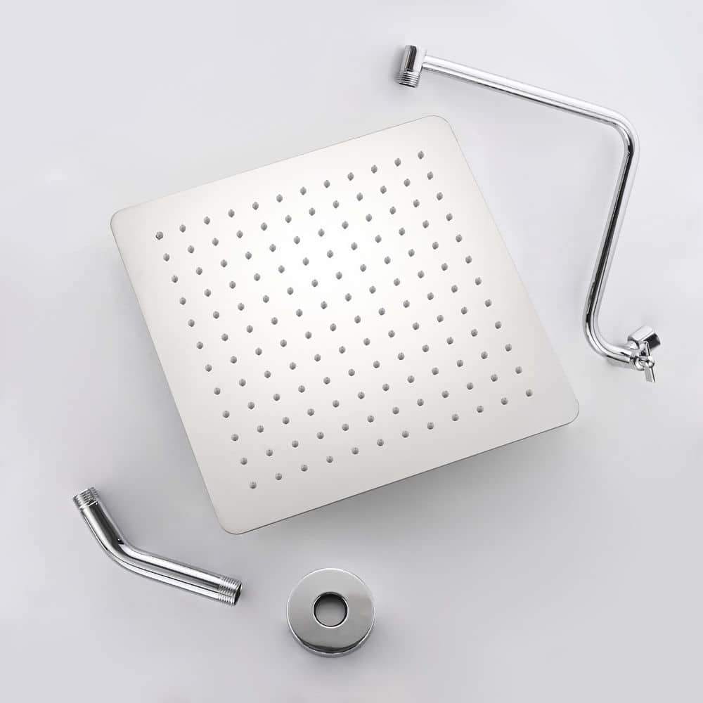 1-Spray Patterns With 2 GPM 12 In. Wall Mount Rain Fixed Shower Head In Chrome