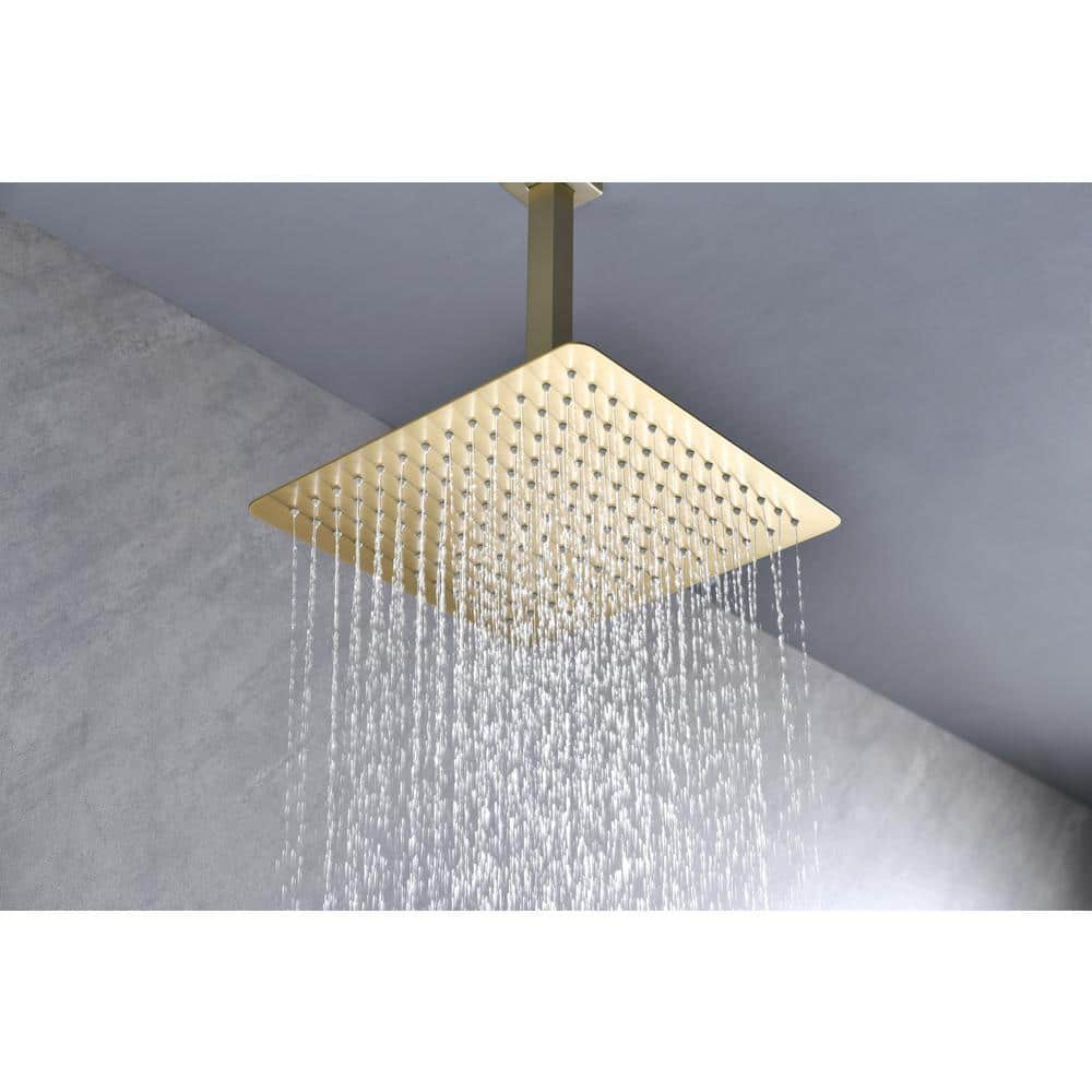 1-Spray Patterns Ceiling Mount Handheld Shower Head 2.5 GPM In Gold