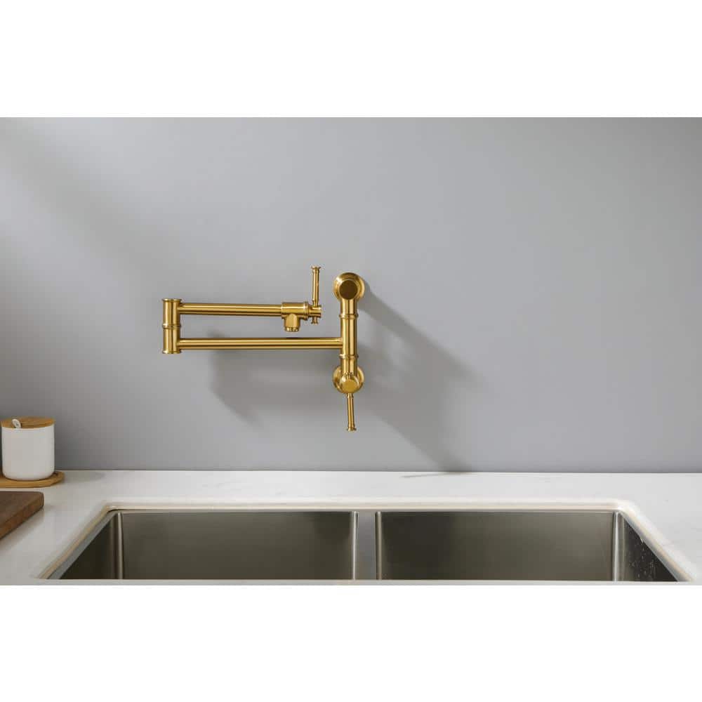 Wall Mounted Pot Filler With Two-Attachment In Gold