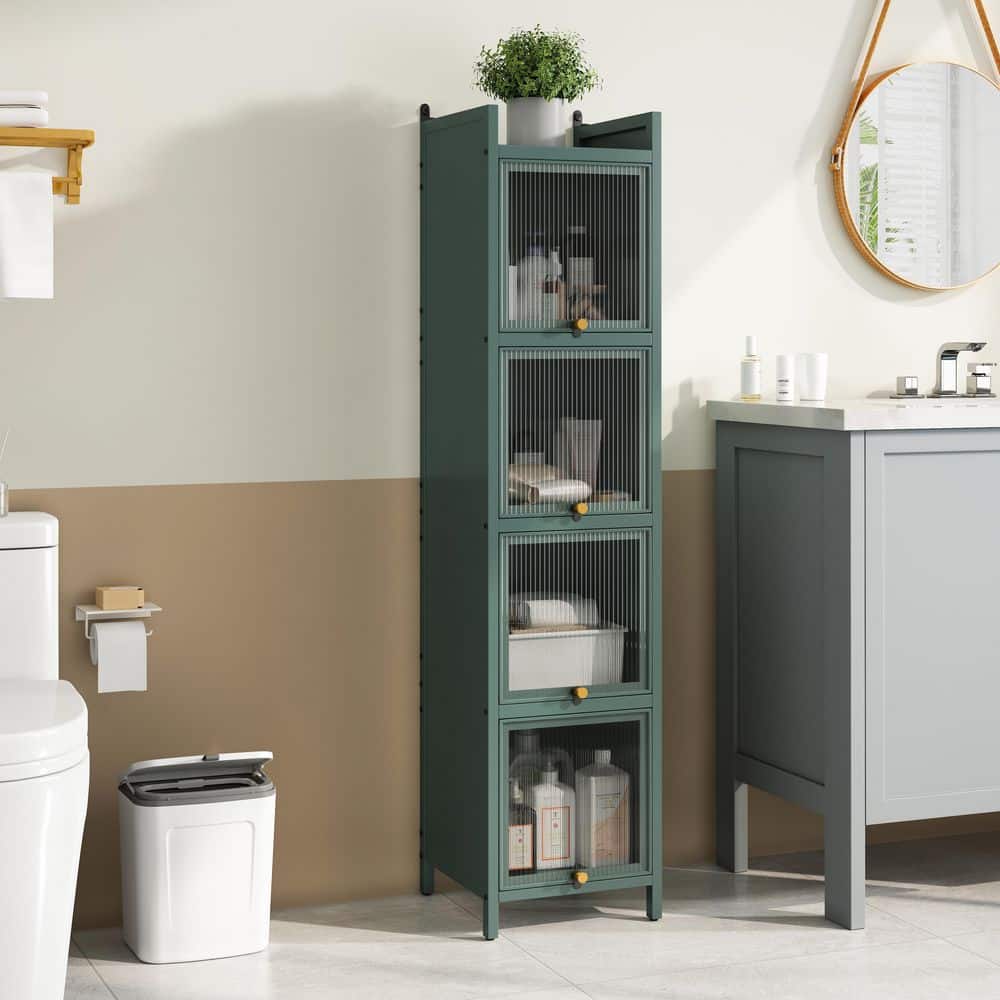 Four-tier Glass Door Cabinet With Featuring Five-tier Storage