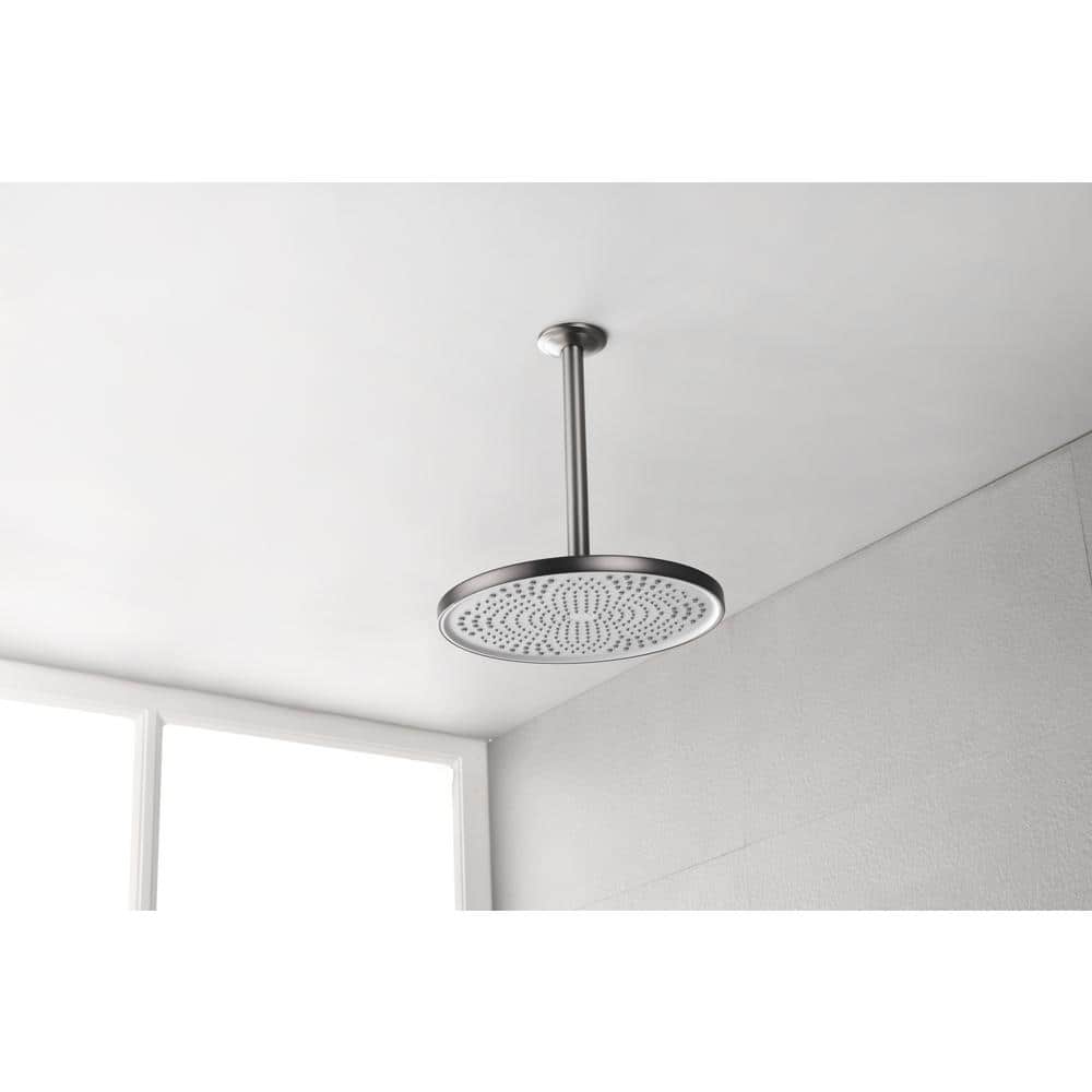 1-Spray Patterns With 10.2 In. 2.5 GPM In Ceiling Mount Fixed Shower Head In Gunmetal