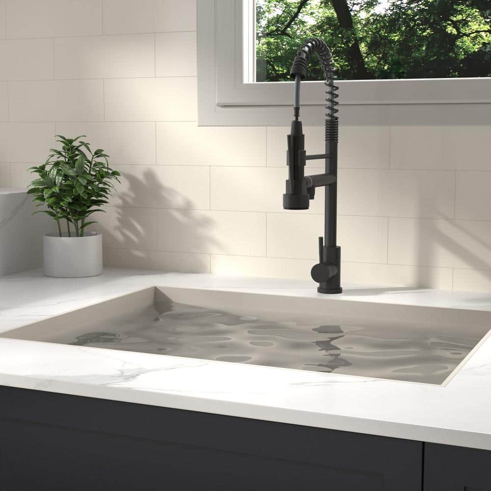 Single Handle Wall Mount Standard Kitchen Faucet In Matt Black